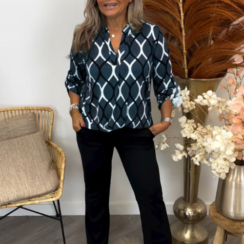 Women's Casual Blouse with V-Neck and Sleeves
