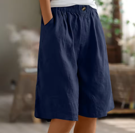 Women's Casual Shorts with Waistband and Side Pockets