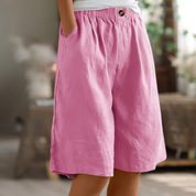 Women's Casual Shorts with Waistband and Side Pockets