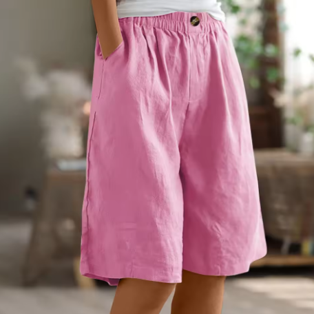 Women's Casual Shorts with Waistband and Side Pockets