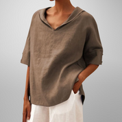 Women's Casual V-Neck Top with Short Sleeves