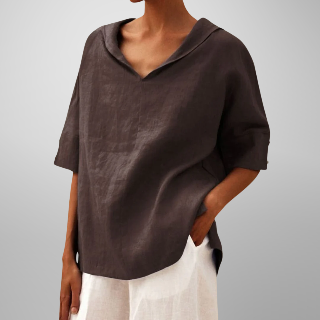 Women's Casual V-Neck Top with Short Sleeves
