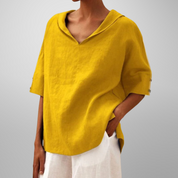 Women's Casual V-Neck Top with Short Sleeves
