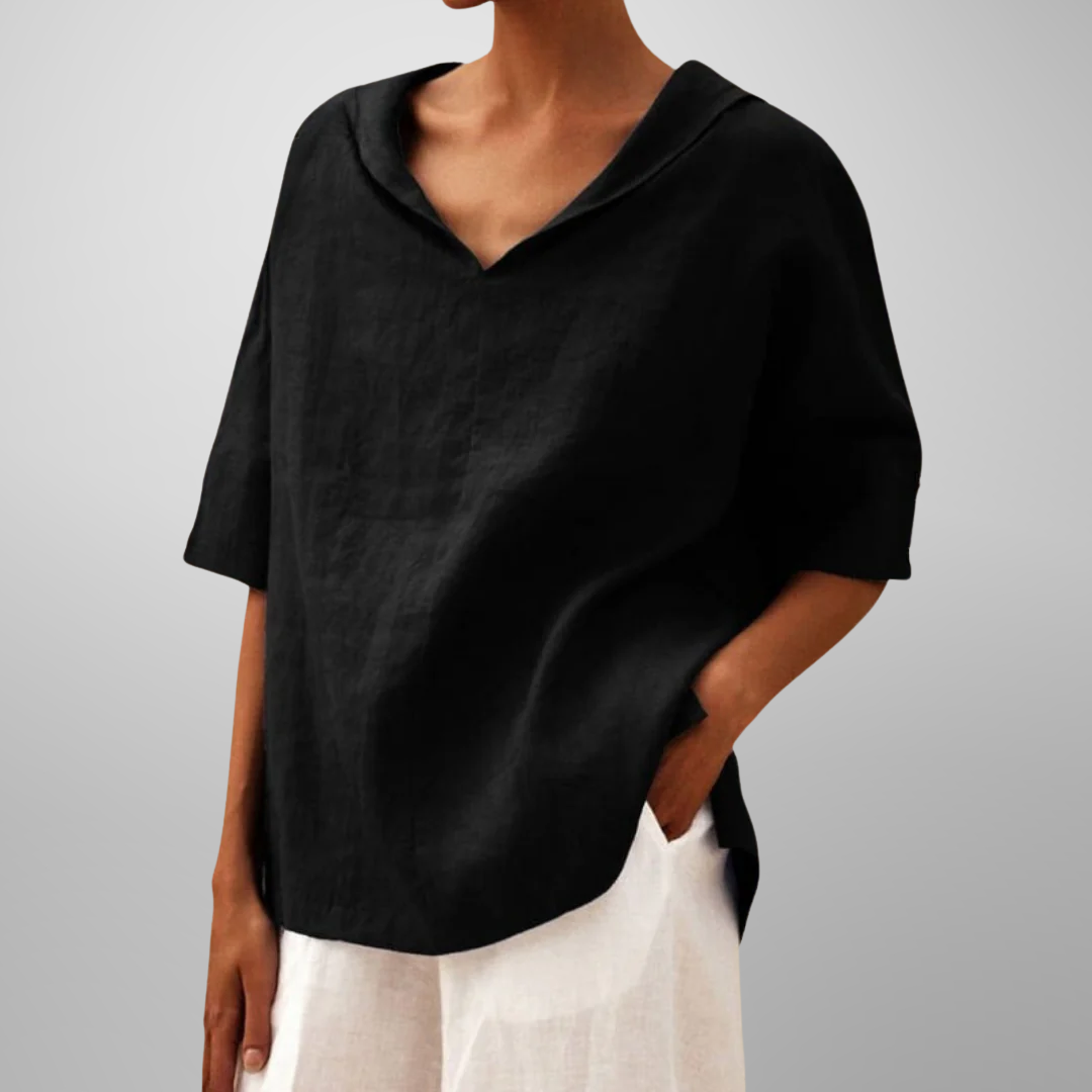 Women's Casual V-Neck Top with Short Sleeves