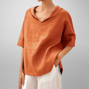 Women's Casual V-Neck Top with Short Sleeves