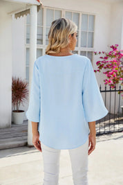 Women's Casual V-Neck Top with Short Sleeves