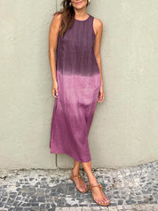 Women's Casual Top Dress with Ombre Design and Sleeveless Cut