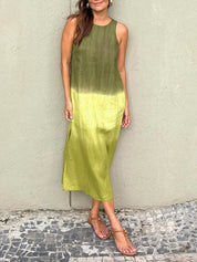 Women's Casual Top Dress with Ombre Design and Sleeveless Cut