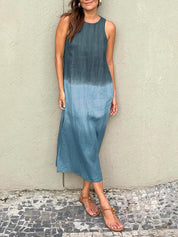 Women's Casual Top Dress with Ombre Design and Sleeveless Cut