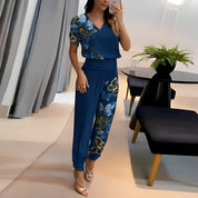 Women's Leisure Two-Piece Set with V-Neck