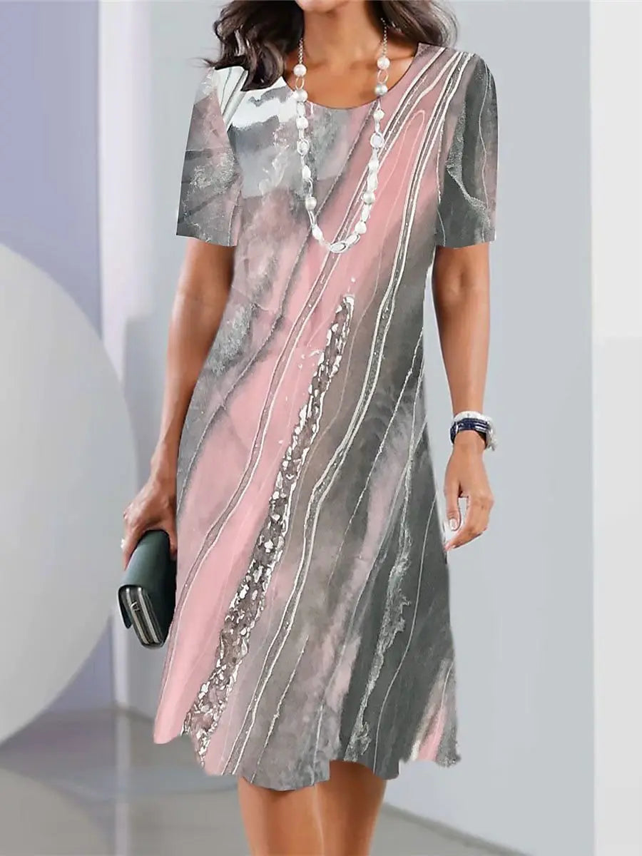 Women's Floral Short-SSleeved Casual Dress
