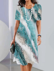 Women's Floral Short-SSleeved Casual Dress