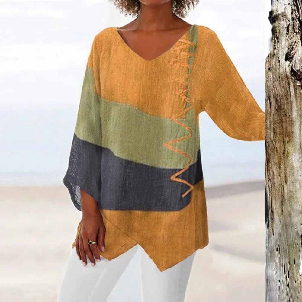 Women's Casual V-Neck Long Sleeve Dress