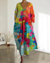 Women's V-Neck Long Sleeve Casual Dress