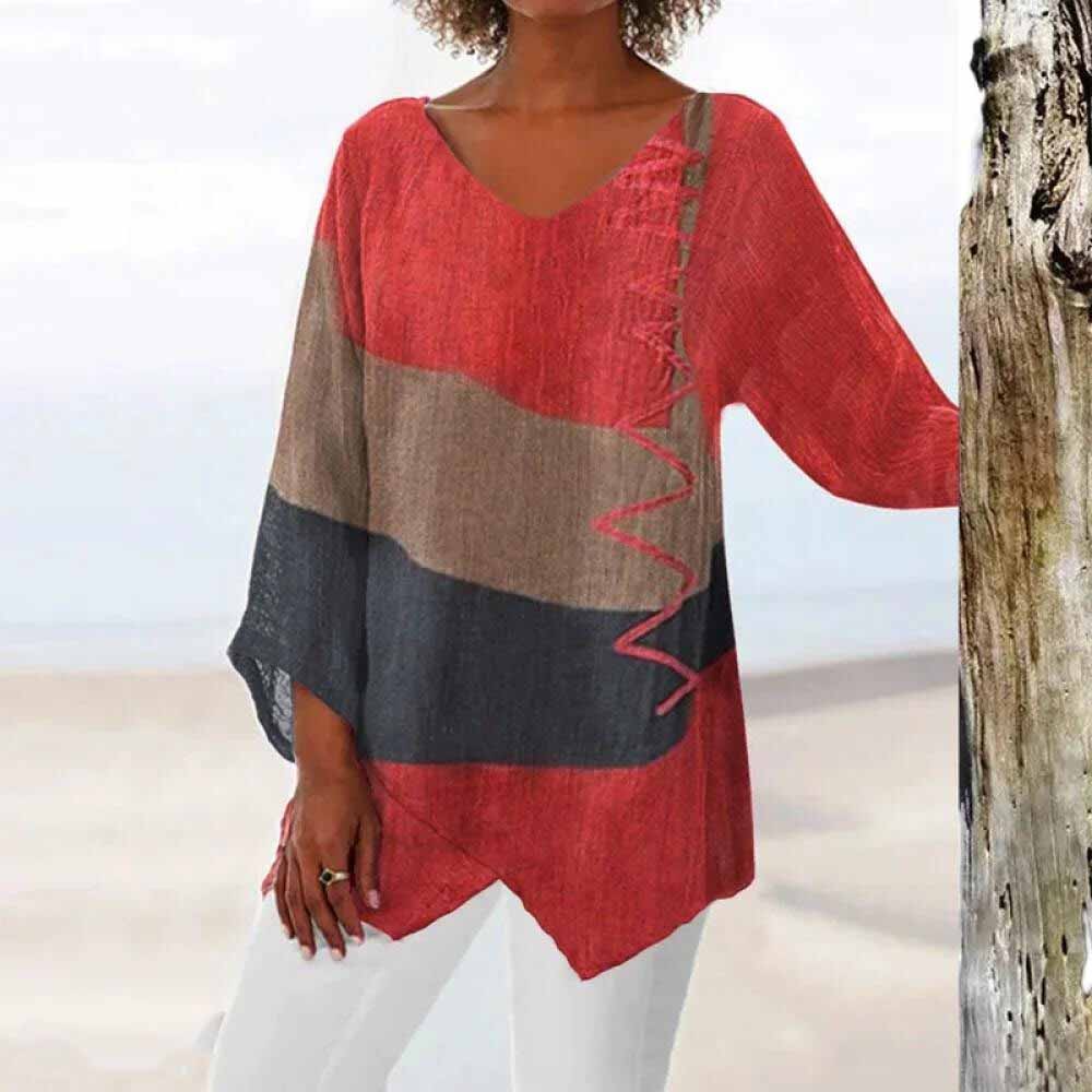 Women's Casual V-Neck Long Sleeve Dress