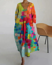 Women's V-Neck Long Sleeve Casual Dress