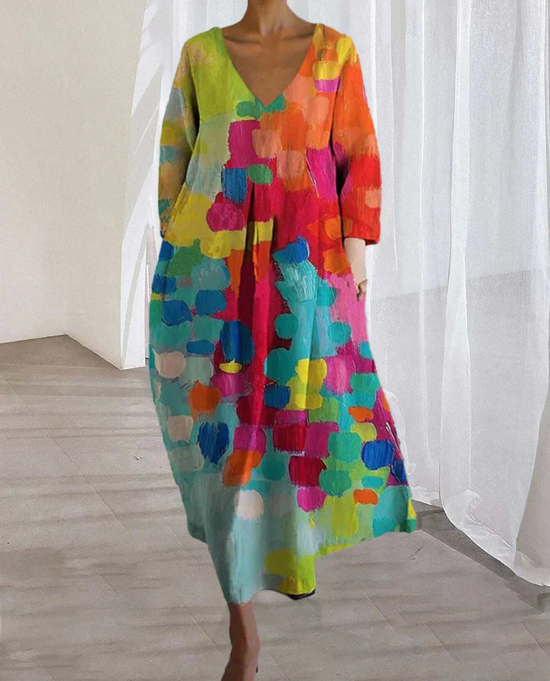 Women's V-Neck Long Sleeve Casual Dress