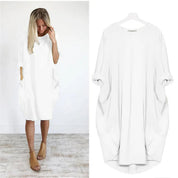 Women's casual dress with a round neckline and long sleeves