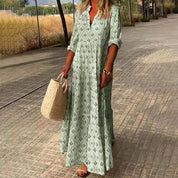 Women's Maxi Dress with V-Neck and Sleeves