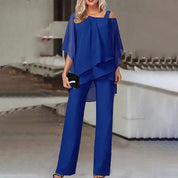 Women's Two-Piece Outfit with Sleeveless Top and Long Pants