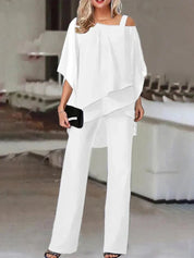 Women's Two-Piece Outfit with Sleeveless Top and Long Pants