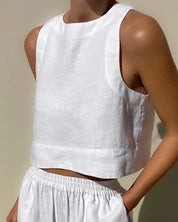 Women's Two-Piece Sleeveless Top and Wide-Leg Pants Set
