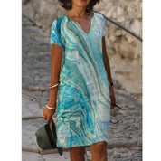 Women's V-Neck Short Sleeve Casual Dress