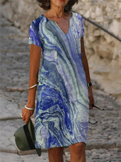 Women's V-Neck Short Sleeve Casual Dress
