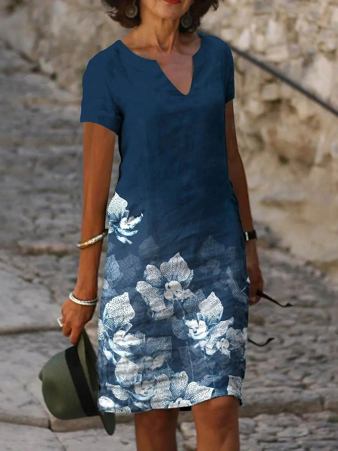Women's V-Neck Short Sleeve Casual Dress