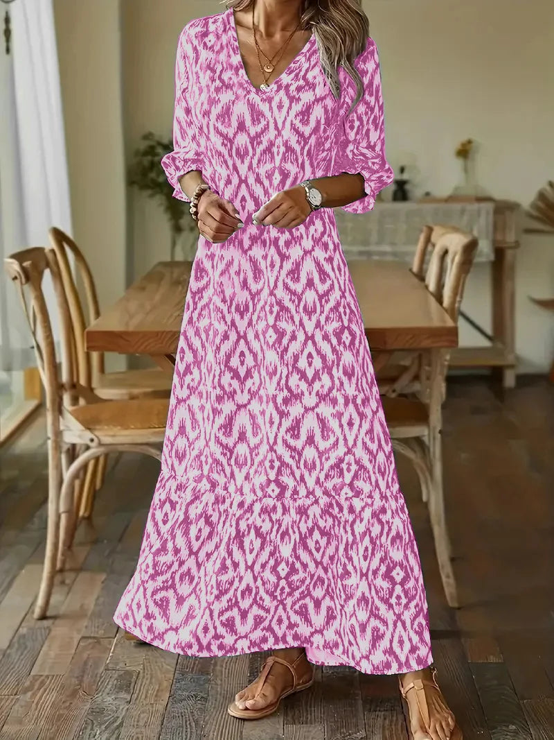 Women's V-Neck Long Sleeve Casual Dress