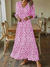 Women's V-Neck Long Sleeve Casual Dress