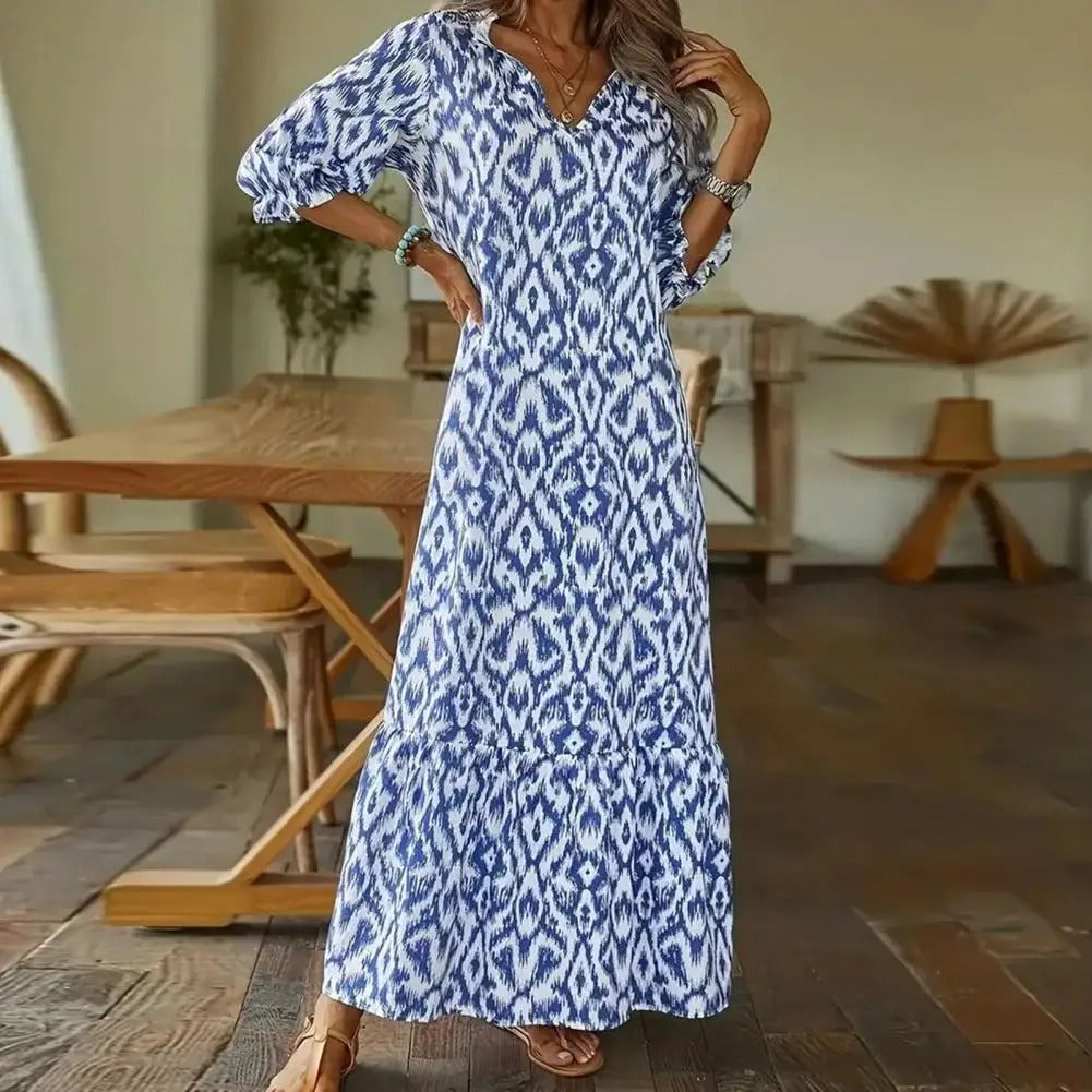 Women's V-Neck Long Sleeve Casual Dress