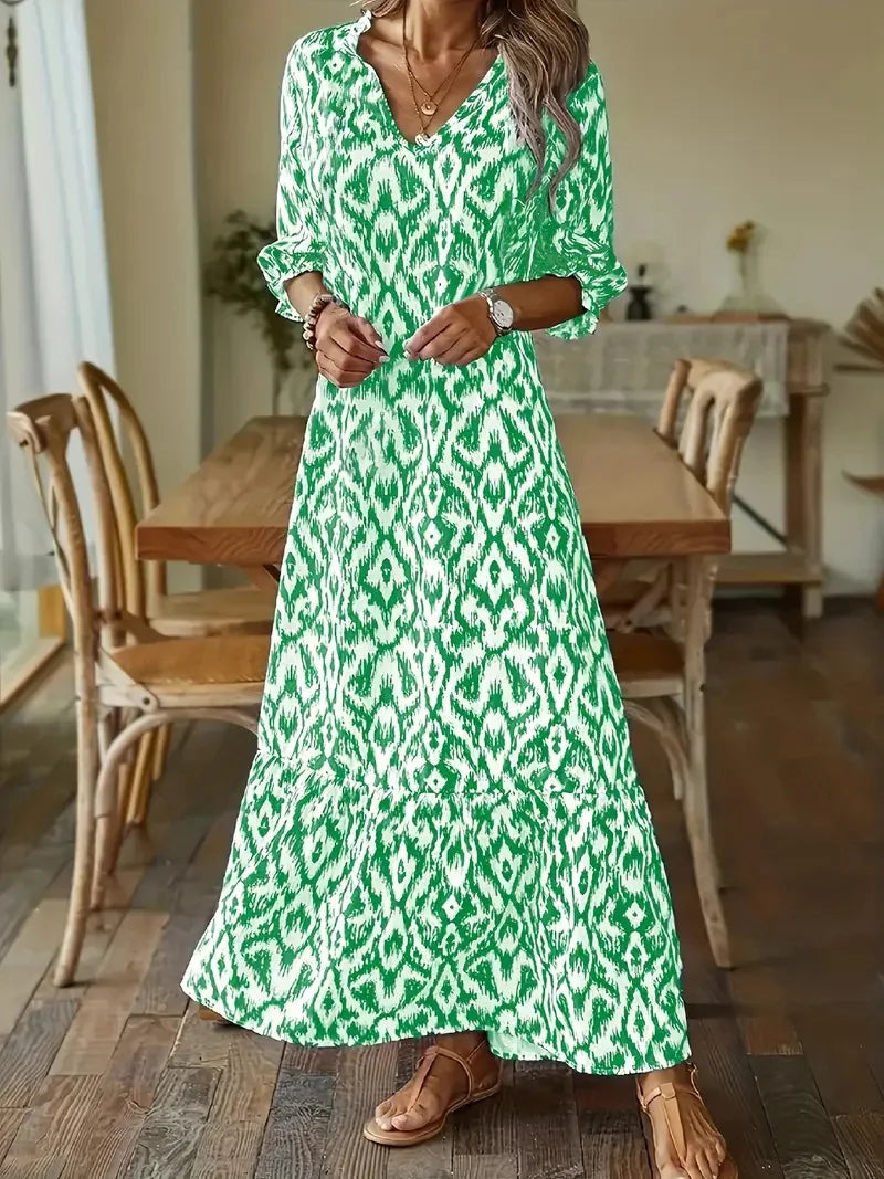 Women's V-Neck Long Sleeve Casual Dress