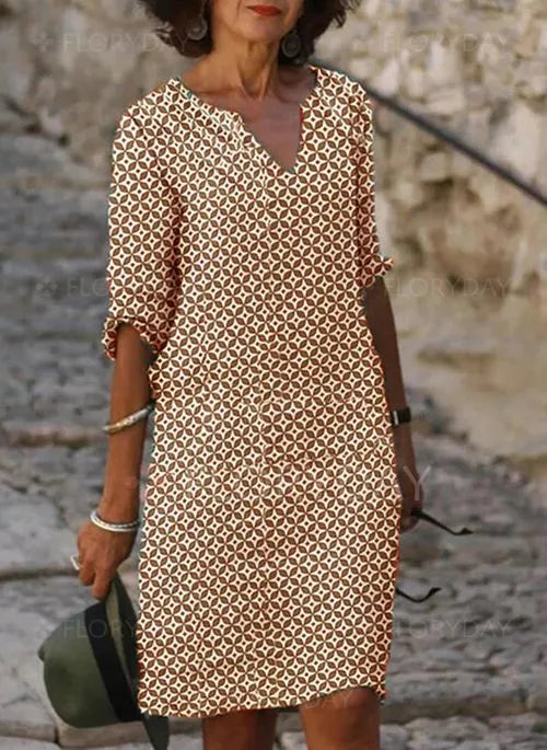 Women's Casual Rolled-Sleeve Dress