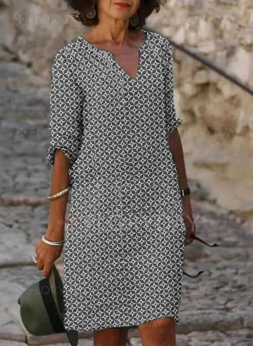 Women's Casual Rolled-Sleeve Dress