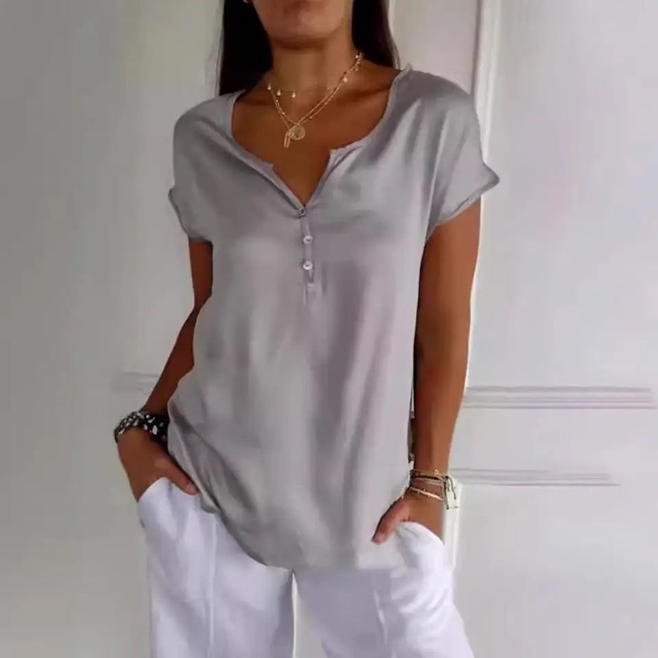 Women's V-Neck Short Sleeve Casual Top
