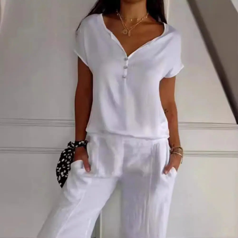 Women's V-Neck Short Sleeve Casual Top