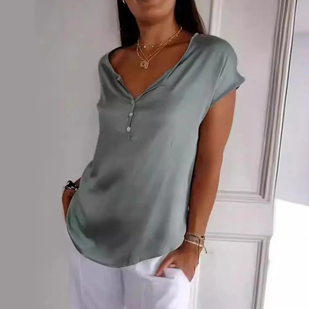 Women's V-Neck Short Sleeve Casual Top