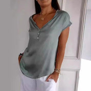 Women's V-Neck Short Sleeve Casual Top