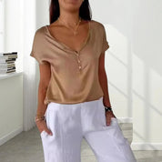 Women's V-Neck Short Sleeve Casual Top