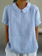 Women's casual shirt with collared neckline and button placket