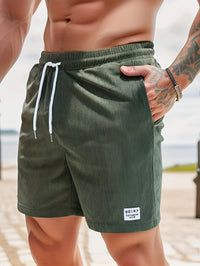 Herren-Badeshorts mit gerippter Struktur und Kordelzug in der Taille - Armee-grün / S