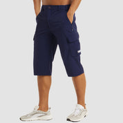 Herren-Cargoshorts mit Reißverschlusstaschen und verstellbarem Bund