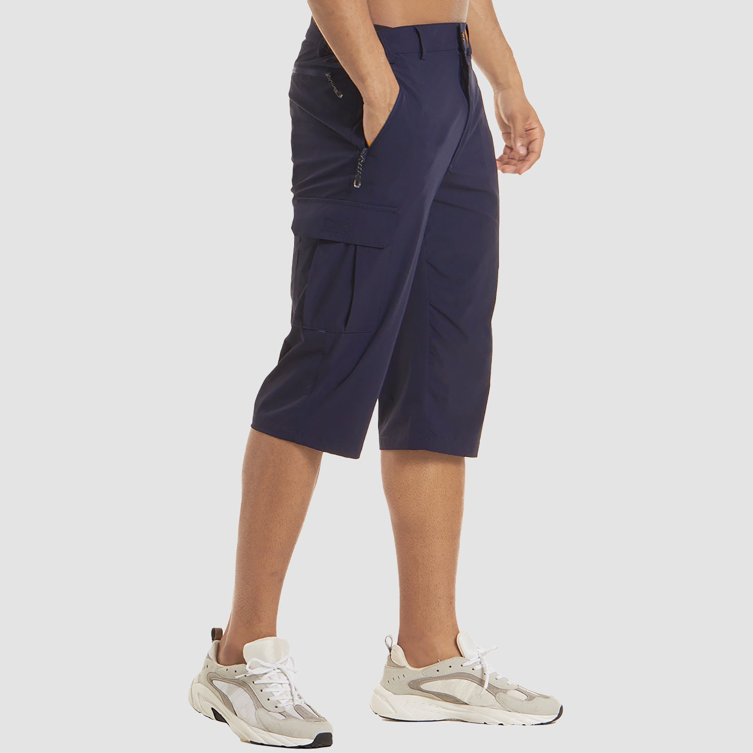 Herren-Cargoshorts mit Reißverschlusstaschen und verstellbarem Bund