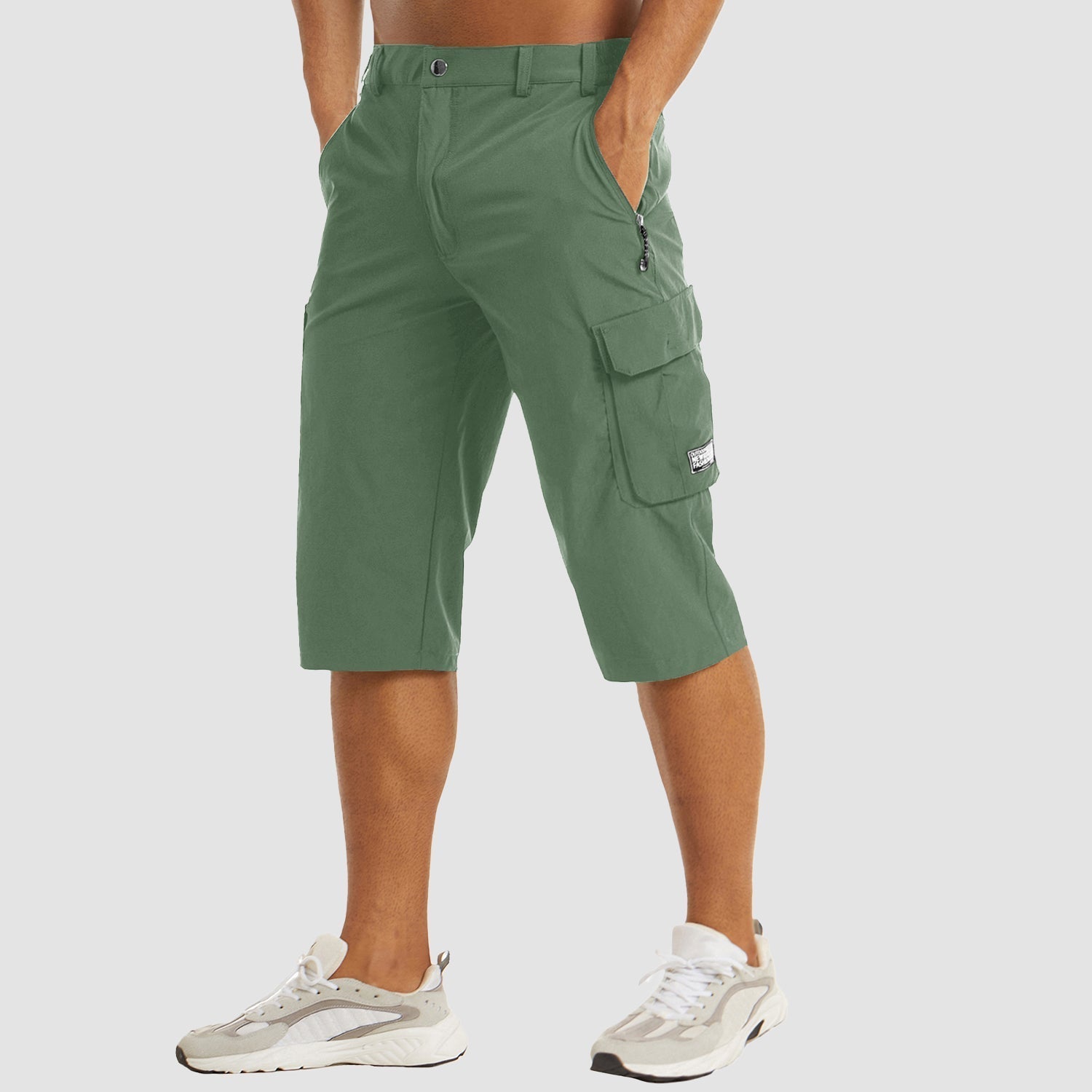 Herren-Cargoshorts mit Reißverschlusstaschen und verstellbarem Bund