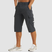 Herren-Cargoshorts mit Reißverschlusstaschen und verstellbarem Bund
