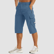 Herren-Cargoshorts mit Reißverschlusstaschen und verstellbarem Bund
