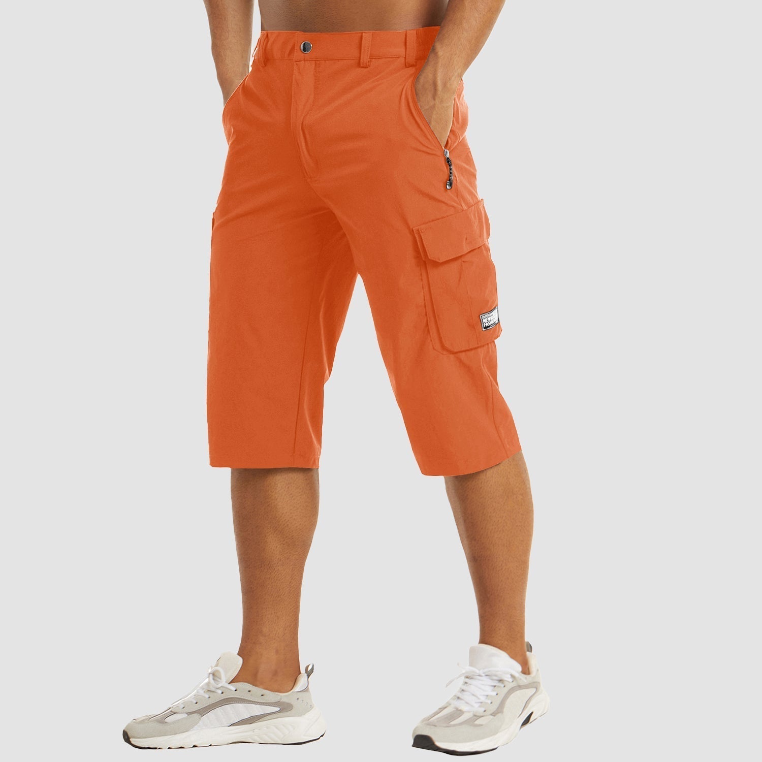 Herren-Cargoshorts mit Reißverschlusstaschen und verstellbarem Bund