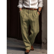 Men's linen trousers with creases and belt loops