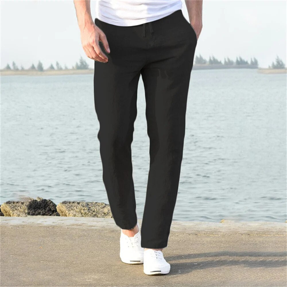 Herrenhose mit weitem Bein und schlichtem Bund